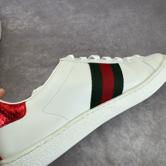 Gucci Ace Web Embroidered Bee Leather Low Top Sneakers 38 Women - Picture 7 of 15